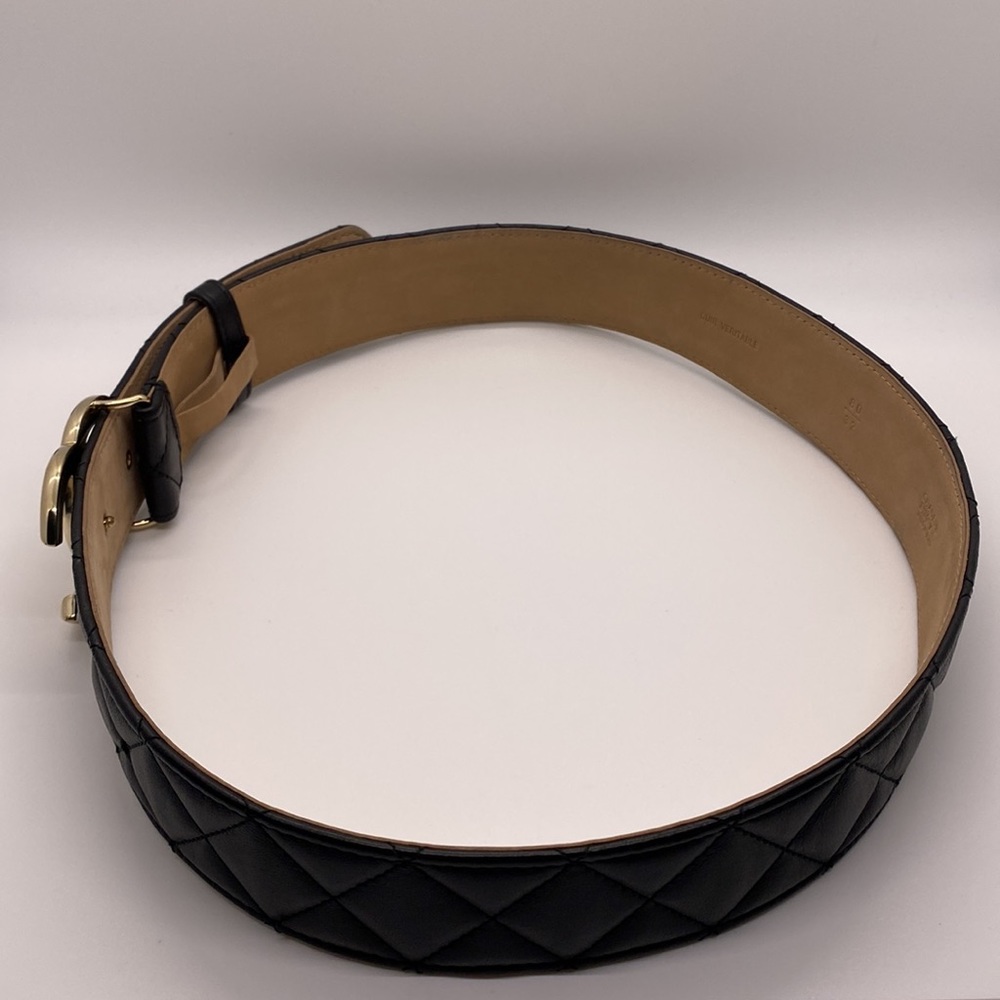 Chanel CC Gold Logo Quilted Black Belt - Picture 10 of 17